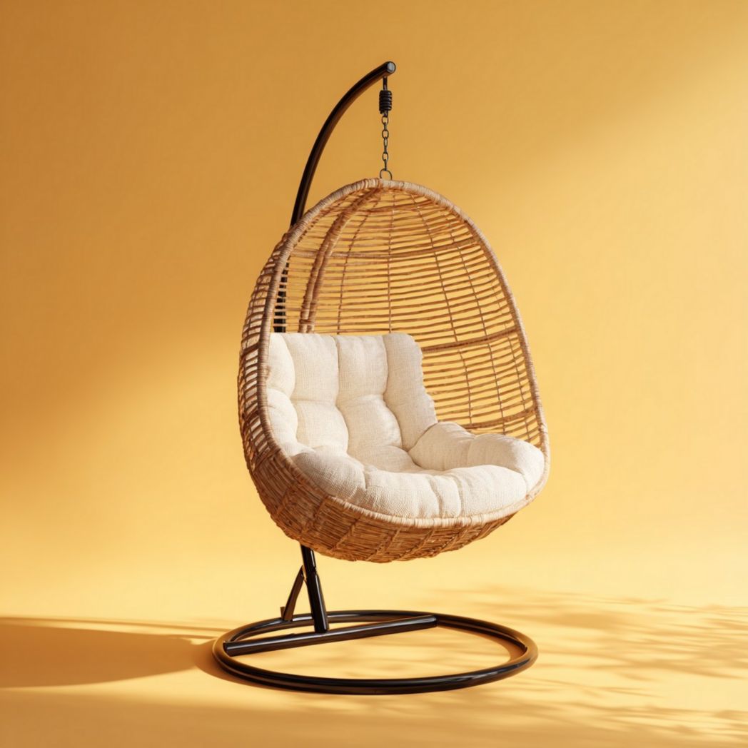 Hangstoel van gevlochten rotan voor binnengebruik - 90 x 70 x 100