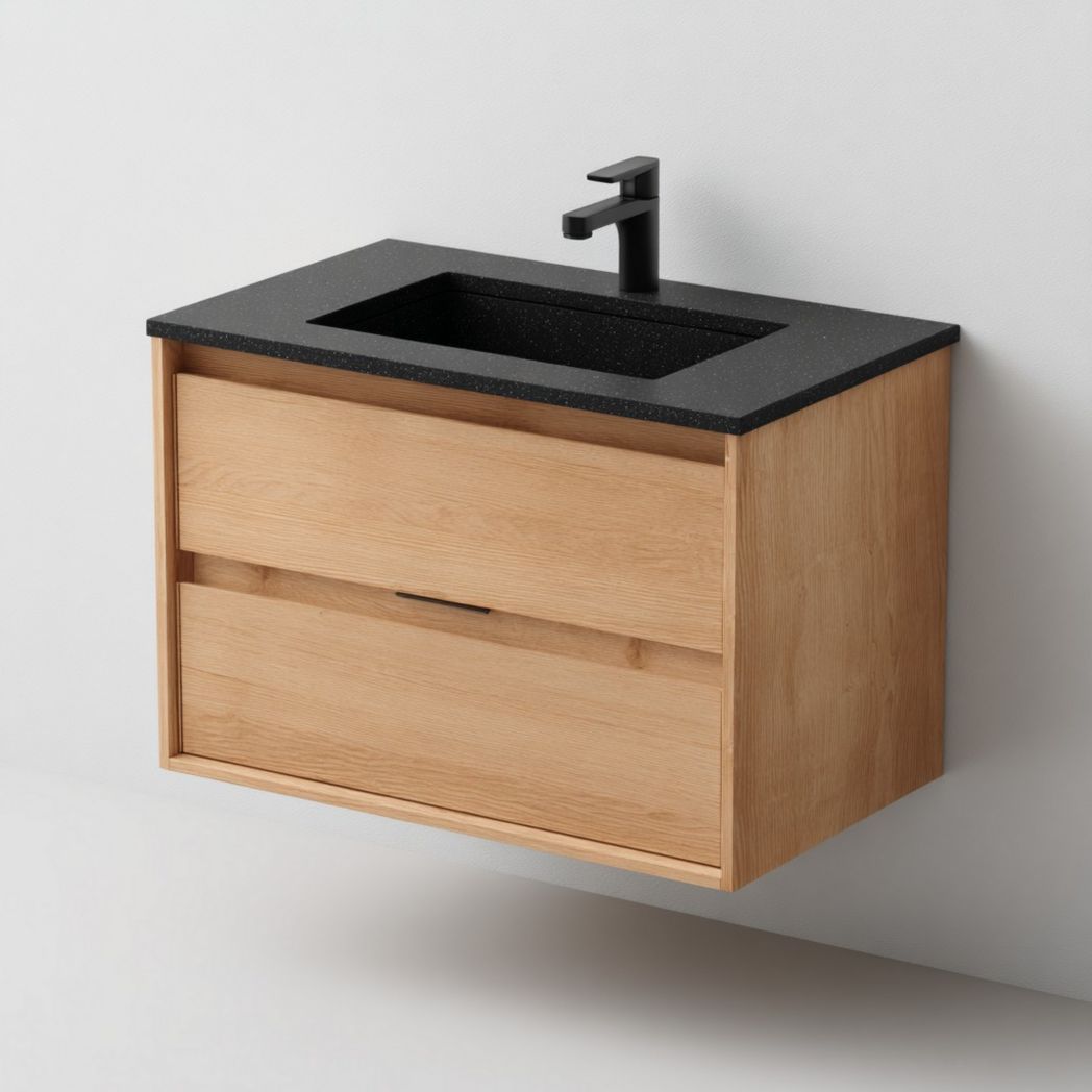 Wastafelmeubel van hout met wastafel voor de badkamer - 80 x 50 x 30