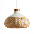 Hanglamp van bamboe en keramiek voor de eetkamer - 40 x 40 x 25